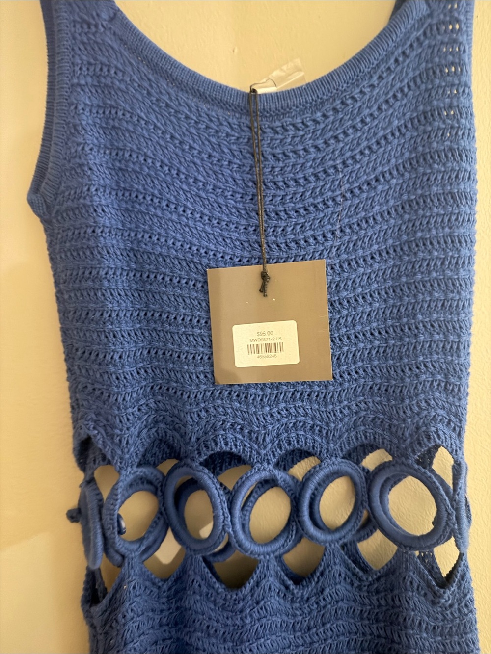 Le Lis Sleeveless Royal Blue Crochet Cutout Maxi Dress - Picture 3 of 3